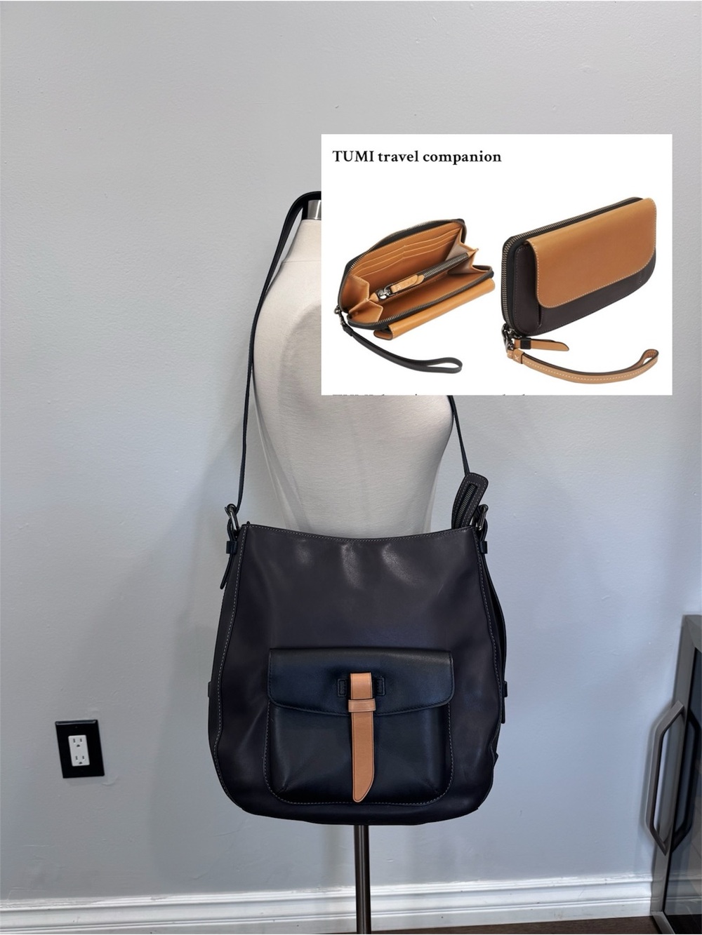 TUMI Santa Monica Mabery Convertible Hobo Bag &TUMI leather travel clutch/wallet